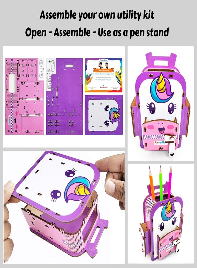 Funvention (Pack of 6) Unicorn DIY Pen Stand 3D Puzzle Birthday Return Gifts Pack for 4+ Years Kids Art and Craft, Engineered Wood;Paper - Image 4